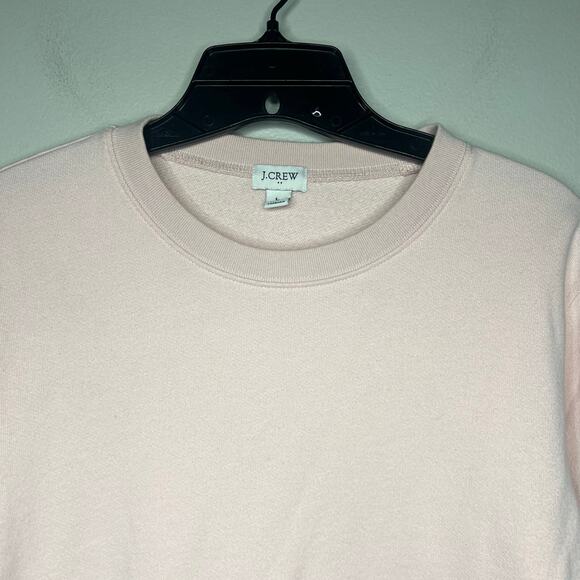 J.Crew Pink Pullover Crewneck Sweatshirt Blue White Strip Woven Hem Women's L - Picture 3 of 10
